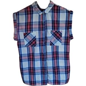 Levi’s Sleeveless Plaid Button Down Shirt Size M​​​